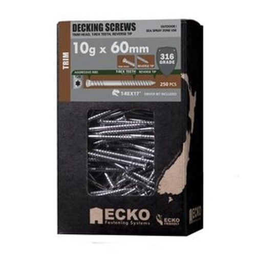 Ecko Deck Screw 10 X 60 Trim T20 S/S316 250Pk