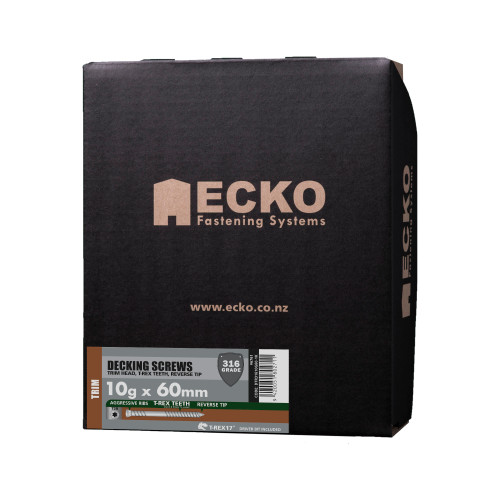 Ecko Deck Screw 10 X 60 Trim T20 S/S316 1000Pk