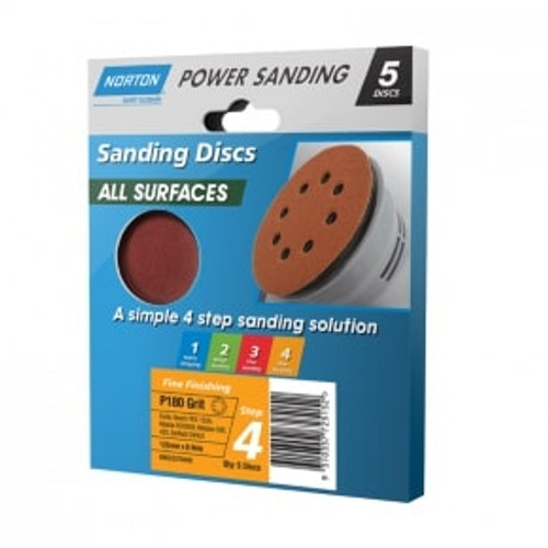 Sanding Discs 125Mm 180 Grt 5Pkt 8H Velcro