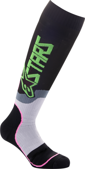 Mx Plus 2 Socks Black/Green Neon/Pink Fluo Lg Mx Plus 2 Socks Black/Green Neon/Pink Fluo Lg