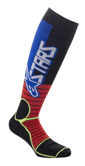 Mx Pro Socks Burnt Red/Yellow Fluo/Blue Lg