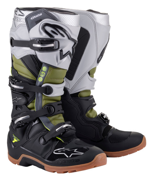 Tech 7 Enduro Boots Blk/Slvr/Mltry Grn Sz 07