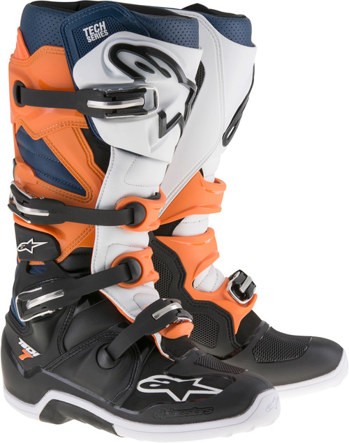 Tech 7 Boots Black/Orange/White/Blue Sz 08