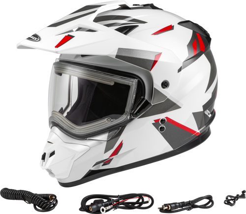 Gm 11s Ripcord Snow Helmet W/Elec Shield Wht/Grey/Red Lg