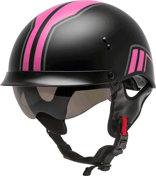 Hh 65 Half Helmet Full Dressed Twin Matte Black/Pink Md