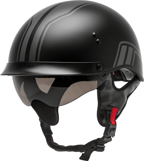 Hh 65 Half Helmet Full Dressed Twin Matte Black/Silver Lg
