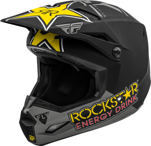 Kinetic Rockstar Helmet Matte Grey/Black/Yellow Md