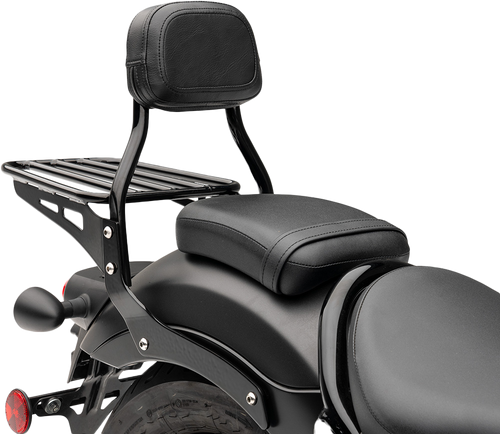 Mini Round Sissy Bar W/Pad Black Hon Rebel 300/500