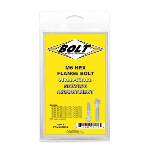 M6 8mm Hex Flange Bolt Assortment 60 Piece Kit SV-M6HEXF-20 M6 8mm Hex Flange Bolt Assortment 60 Piece Kit SV-M6HEXF-20