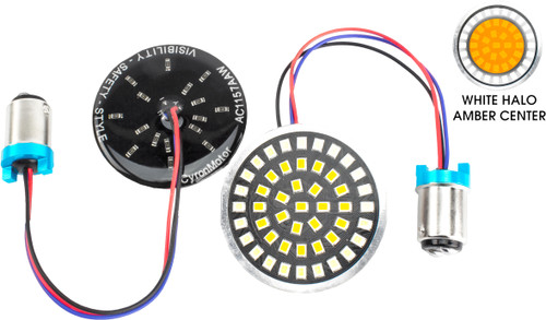 Led Turn Signal Inserts 2" 1157 Wt Halo Amber Center Led Turn Signal Inserts 2" 1157 Wt Halo Amber Center