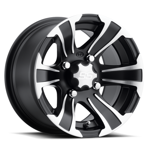 ITP SS 312 12x7 / 4x156 BP / 4+3 Offset Black w/ Machined Wheel