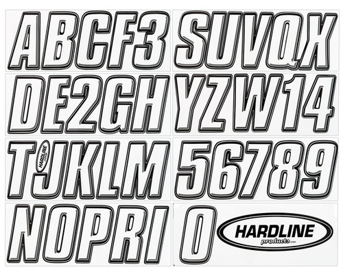 Hardline Boat Lettering Registration Kit 3 in. - 800 Transparent Clear/Black