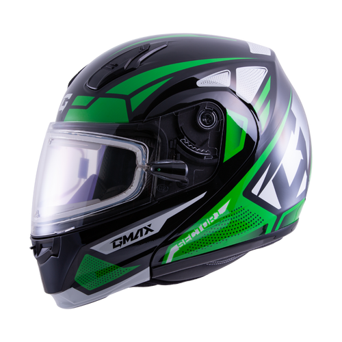 Md 04s Sector Snow Helmet W/ Elec Shield Blk/Green/Wht Xs