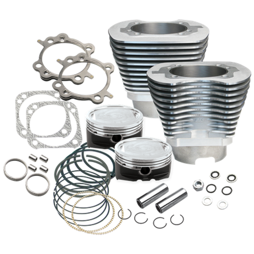 S&S Cycle 99-06 BT 4-1/8in Bore Cylinder & Piston Kit - Silver