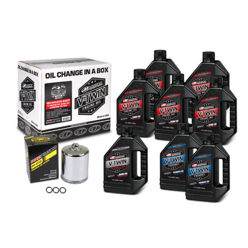 Maxima V-Twin Oil Change Kit Synthetic w/Chrome Filter Milwaukee-Eight