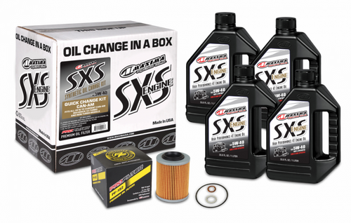 Maxima SXS Can-Am Maverick X3 Oil Change Kit w/Full Synthetic 5W40 Engine Oil/Filter/Hardware