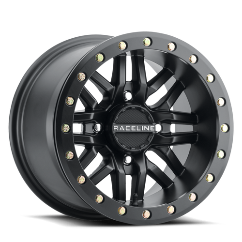 Raceline A91B Ryno 15x8in / 4x137 BP / 10mm Offset / 110.18mm Bore - Satin Black Beadlock Wheel