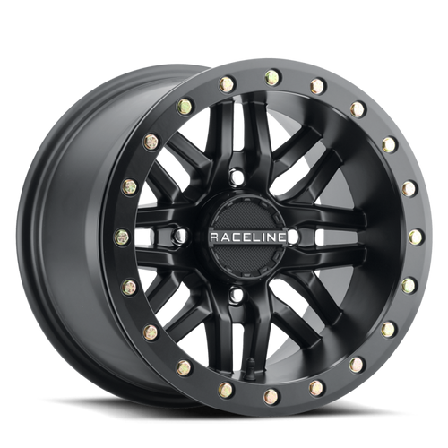Raceline A91B Ryno 15x10in / 4x137 BP / 0mm Offset / 110.18mm Bore - Satin Black Beadlock Wheel