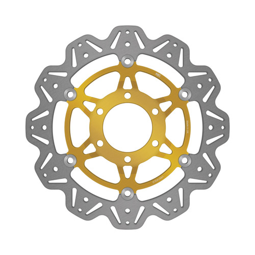 EBC 98-00 Triumph Hinckley Daytona 955i (w/6 Bolt Sngl Side Arm) Left/Right Vee Floating Gold Rotor