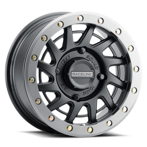 Raceline A12BG Squad 15x7in/4x156 BP/10mm Offset/132.5mm Bore - Black & Gunmetal Ring Beadlock Wheel