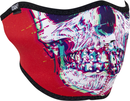 Neoprene Half Face Mask Glitch Skull