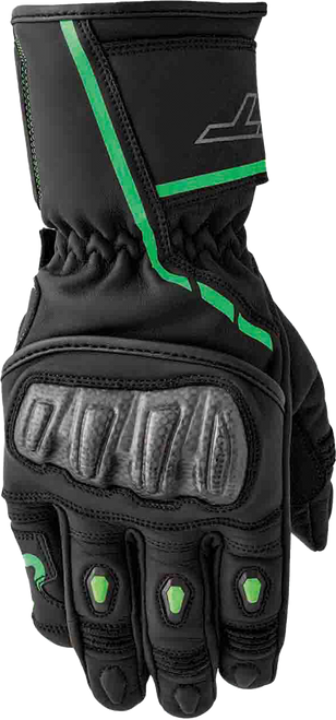 S1 D3o Glove Blk/Flo Green Leather Md