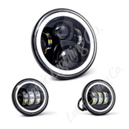 Letric Lighting 7in Led Black Full-Halo Indian LLC-ILHK-7BH