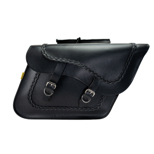 Willie & Max Universal Braided Large Slant Saddlebags (16 in L x 11 in H x 6.5 in W) - Black