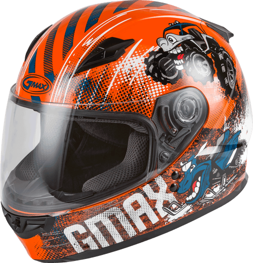Youth Gm 49y Beasts Full Face Helmet Orange/Blue/Grey Ys