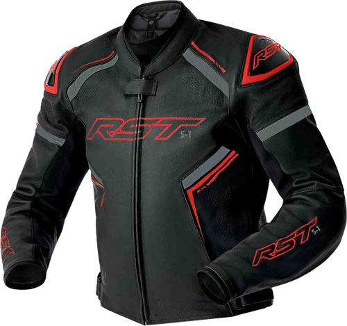 S1 D3o Leather Jacket Blk/Gry/Red Xl