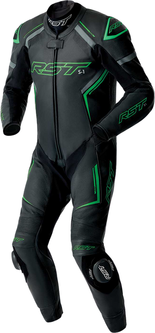 S1 D3o Suit Blk/Gry/Flo Grn Leather Lg