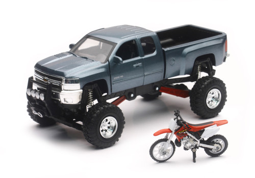 Replica 1:43 Truck/Race Bike Chevy Grey/Honda Bike Red Replica 1:43 Truck/Race Bike Chevy Grey/Honda Bike Red
