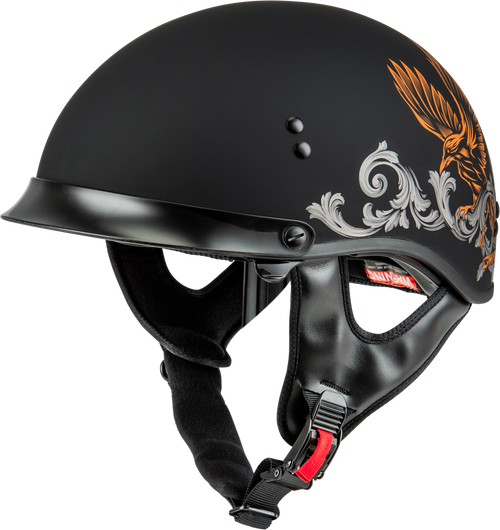 Hh 65 Corvus Helmet W/Peak Matte Black/Silver/Orange Sm
