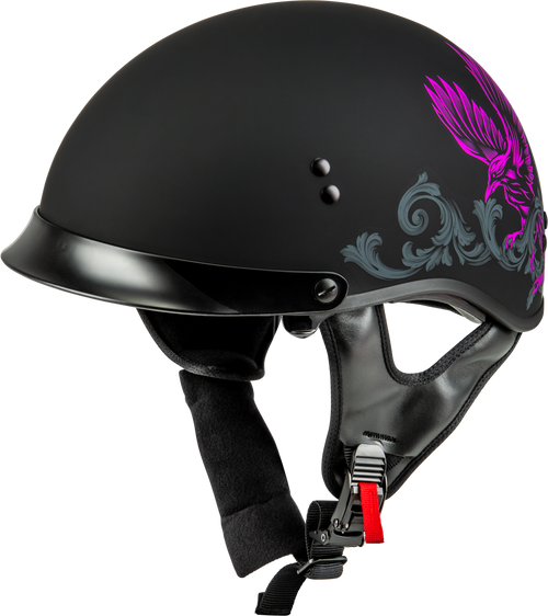 Hh 65 Corvus Helmet W/Peak Matte Black/Purple/Grey Lg