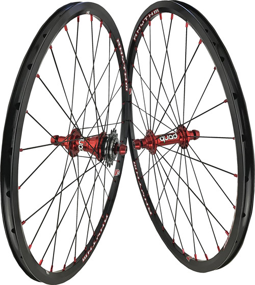 Rhythm Pro 20x1.75 Wheel Black/Red Quad Hub W/ 16 Cog Rhythm Pro 20x1.75 Wheel Black/Red Quad Hub W/ 16 Cog