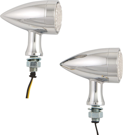 Mini Amber Led Bullet Marker Light Chrome W/Clear Lens Mini Amber Led Bullet Marker Light Chrome W/Clear Lens