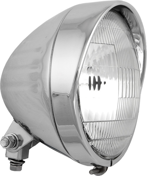 5.75" Headlight Bottom Mount Chrome Grooved W/ Visor 5.75" Headlight Bottom Mount Chrome Grooved W/ Visor