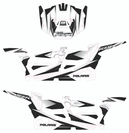 Pol Rzr4 Complete Graphic Kit White/Black/Silver