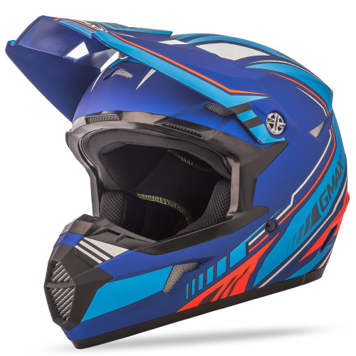 Mx 46 Off Road Uncle Helmet Matte Blue/Hi Vis Red Xs