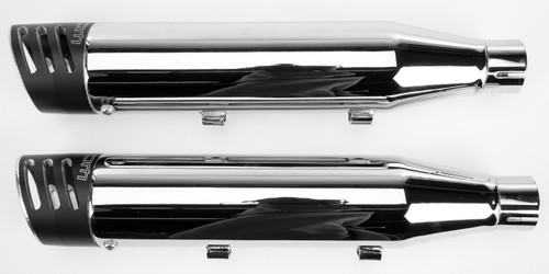 Racing Slip Ons 3.25" Chrome W/Blk Tip Sportster Racing Slip Ons 3.25" Chrome W/Blk Tip Sportster