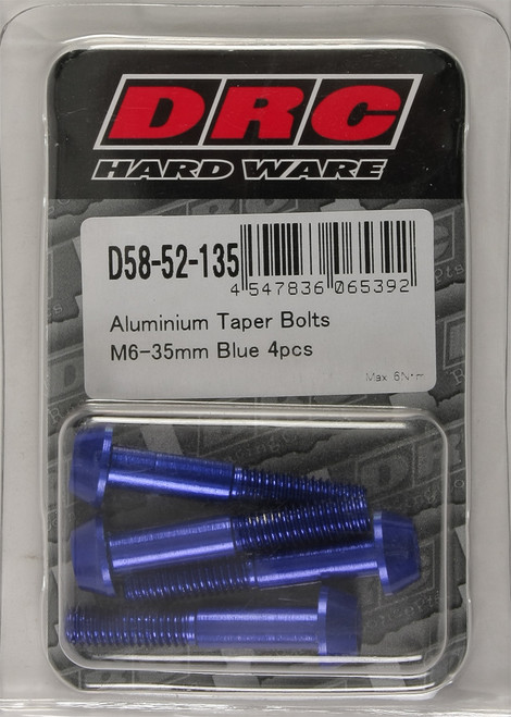 Aluminum Taper Bolts Blue M6x35mm 4/Pk