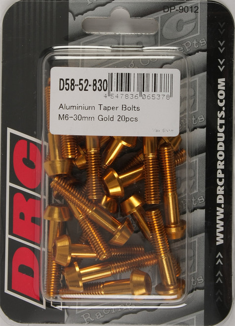 Aluminum Taper Bolts Gold M6x30mm 20/Pk