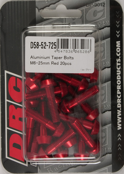 Aluminum Taper Bolts Red M6x25mm 20/Pk