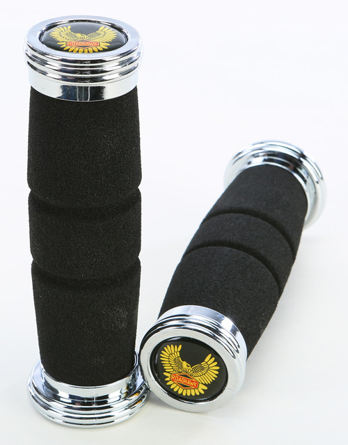 Roadhawk Grips Black W/Chrome End Cap 7/8"X5.5" Roadhawk Grips Black W/Chrome End Cap 7/8"X5.5"