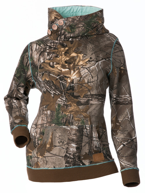 Side Button Pullover Hoodie Aqua S