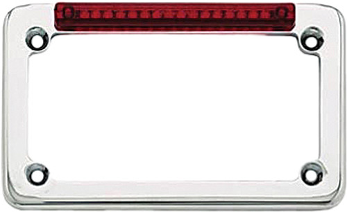 Led License Plate Frame Chrome W/Red Lens