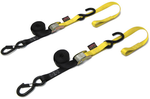 Tie Down Cam Sec Hook Soft Tye 1"X6' Black/Yellow Pair