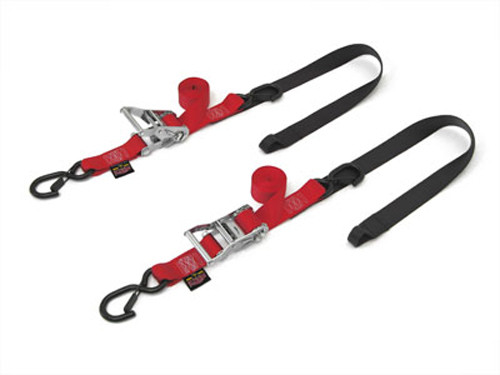 Tie Down Rat Sec Hook Soft Tye 1.5"X6.5' Red/Black Pair