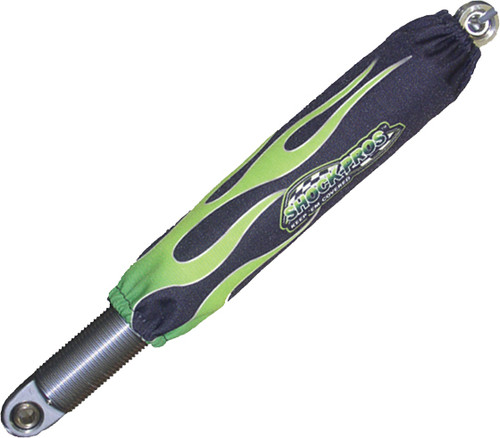 Shock Covers Black W/Green Flames A108GRFL Shock Covers Black W/Green Flames A108GRFL