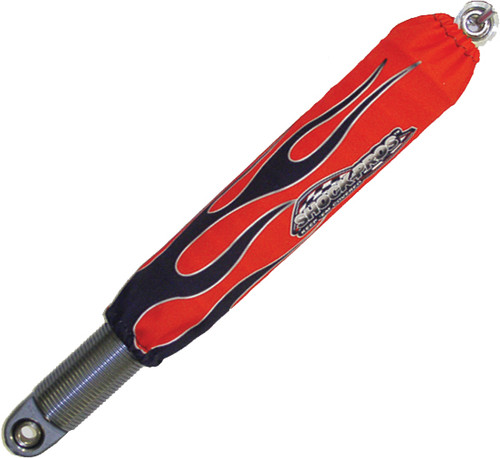 Shock Covers Red W/Black Flames A107RDFL Shock Covers Red W/Black Flames A107RDFL